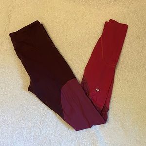 Lululemon tricolor color block nulux high rise leggings